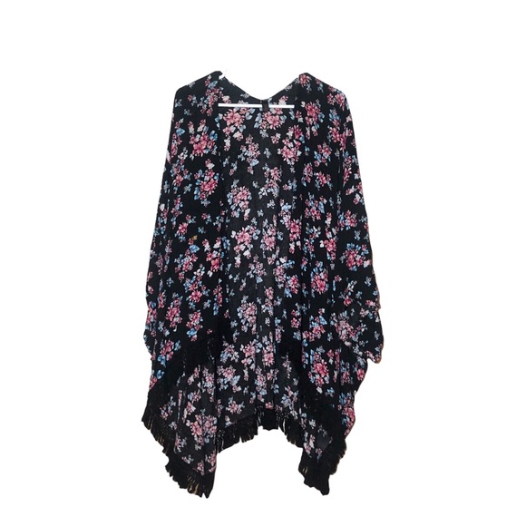 Lane Bryan Kimono Floral Fringe lightweight Flowy M Dolman Festival Coachella - Picture 3 of 8